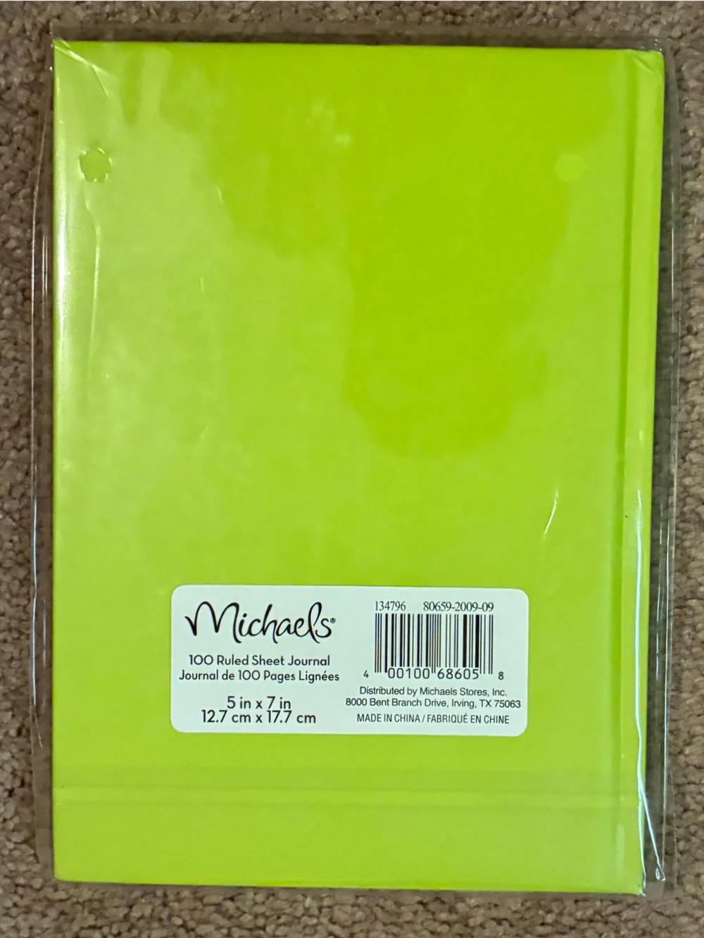 Lime Green Hardcover Journal with M Monogram